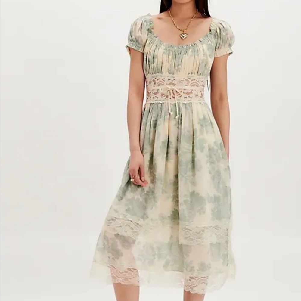 Free People 'Honeysuckle' Midi Dress in Cloud Combo (NWT)